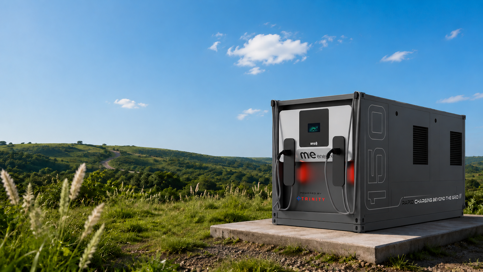 ME Energy Rapid Charger unit deployed in a wheat field