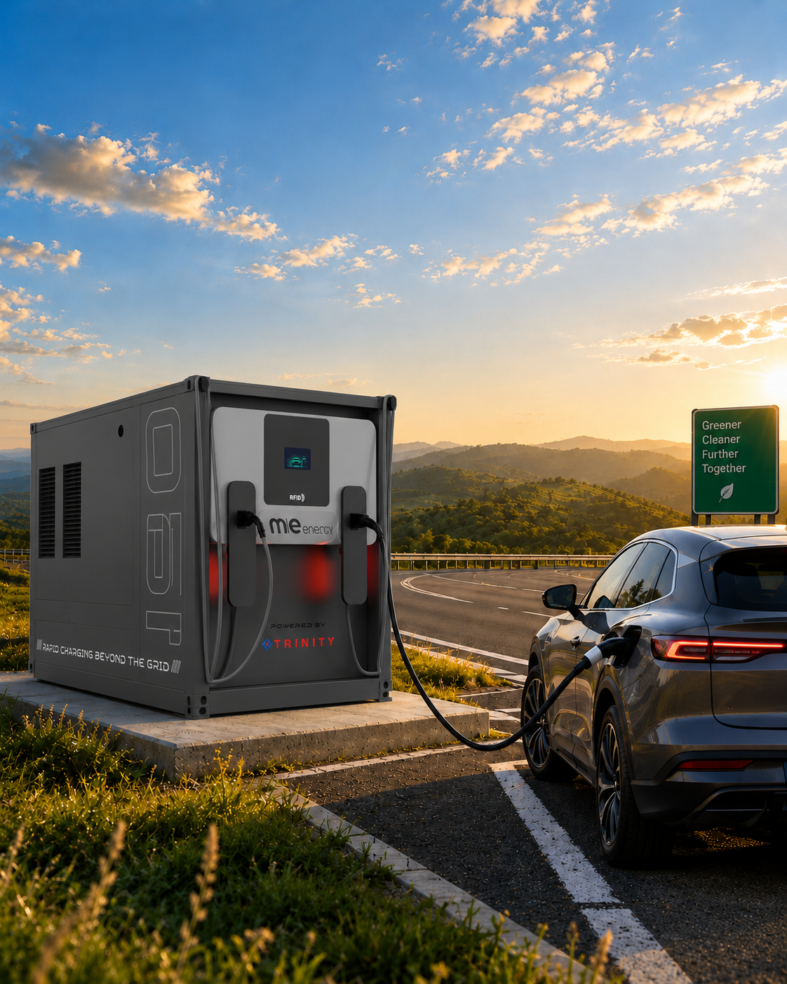 ME Energy Rapid Charger 150 container unit, side view