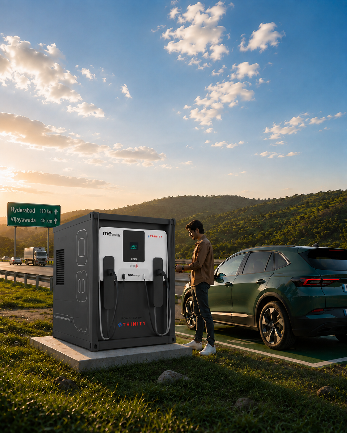 ME Energy Rapid Charger 80 container unit, side view